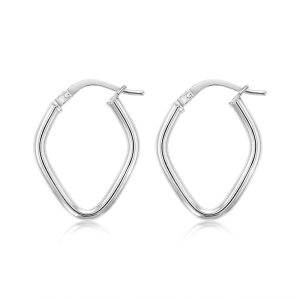 9ct White Gold Silverfilled Fancy Diamond Shaped Hoop Earrings