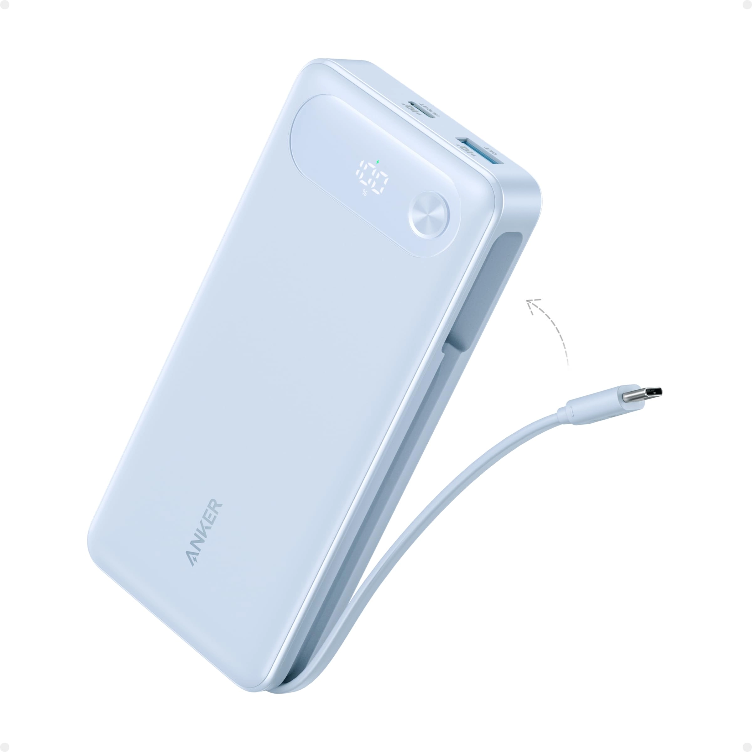 Anker Power Bank (20K, 87W, Built-In USB-C Cable) | Customizable