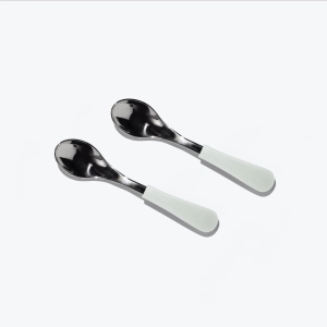 Avanchy Stainless Steel Baby Spoons - Pack of 2 - White