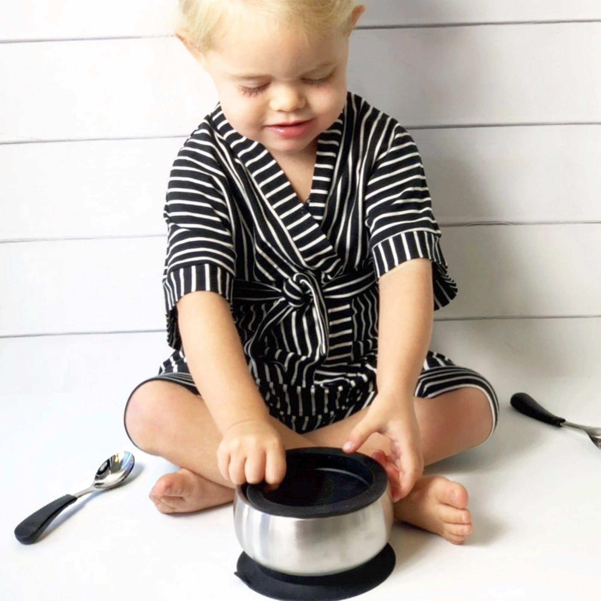 Avanchy Stainless Steel Baby Spoons - Pack of 2 - White