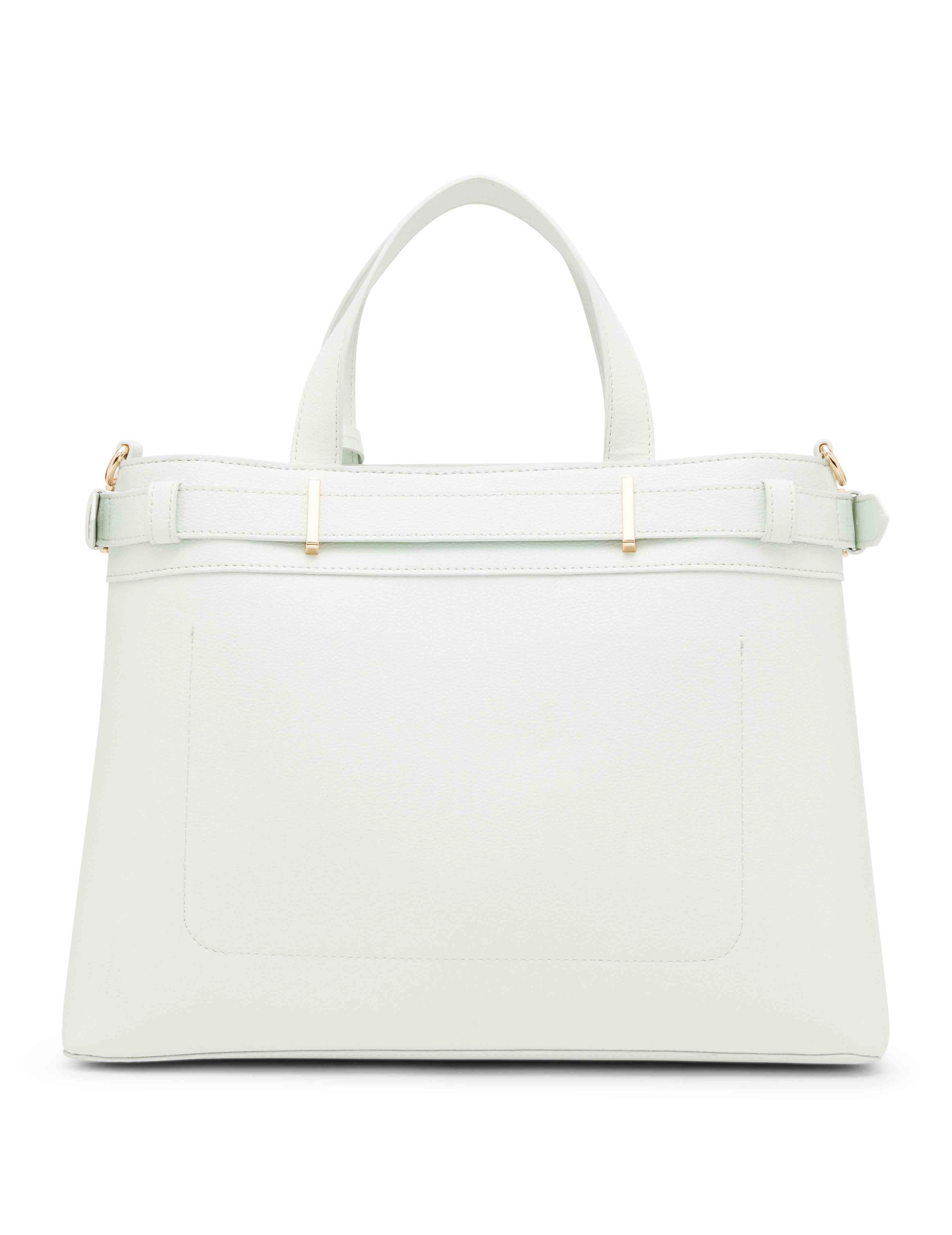 Belted satchel with convertible strap