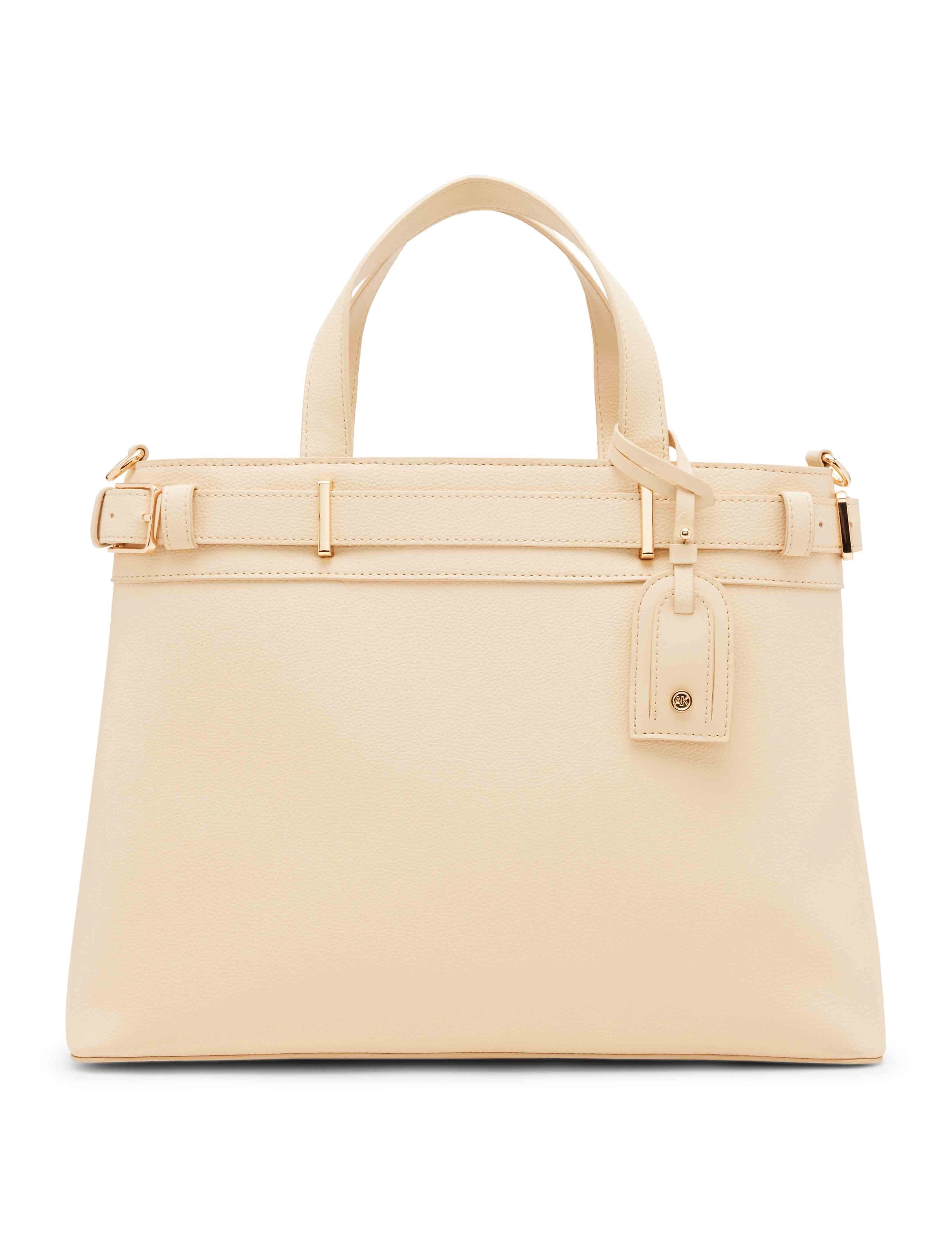 Belted satchel with convertible strap