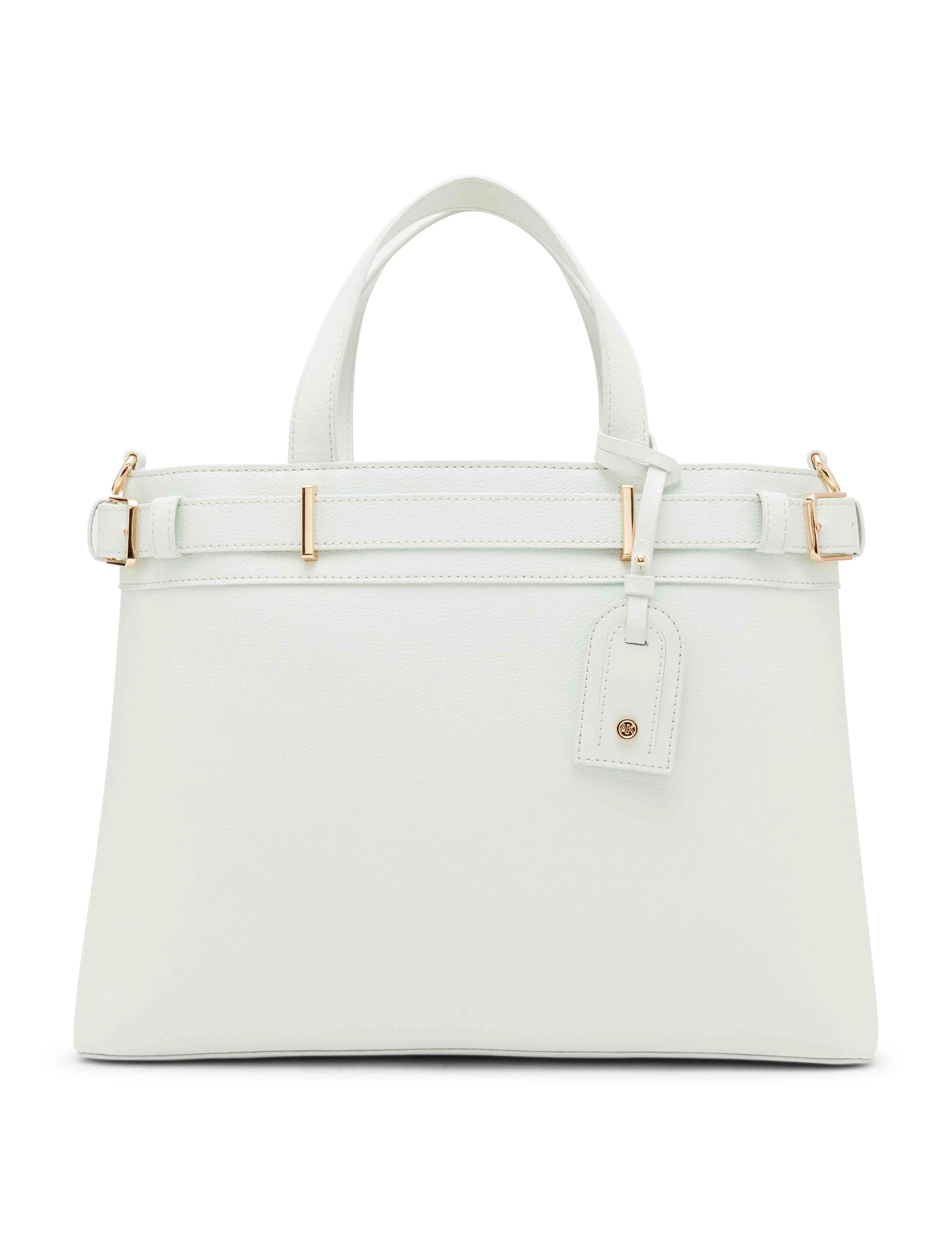 Belted satchel with convertible strap