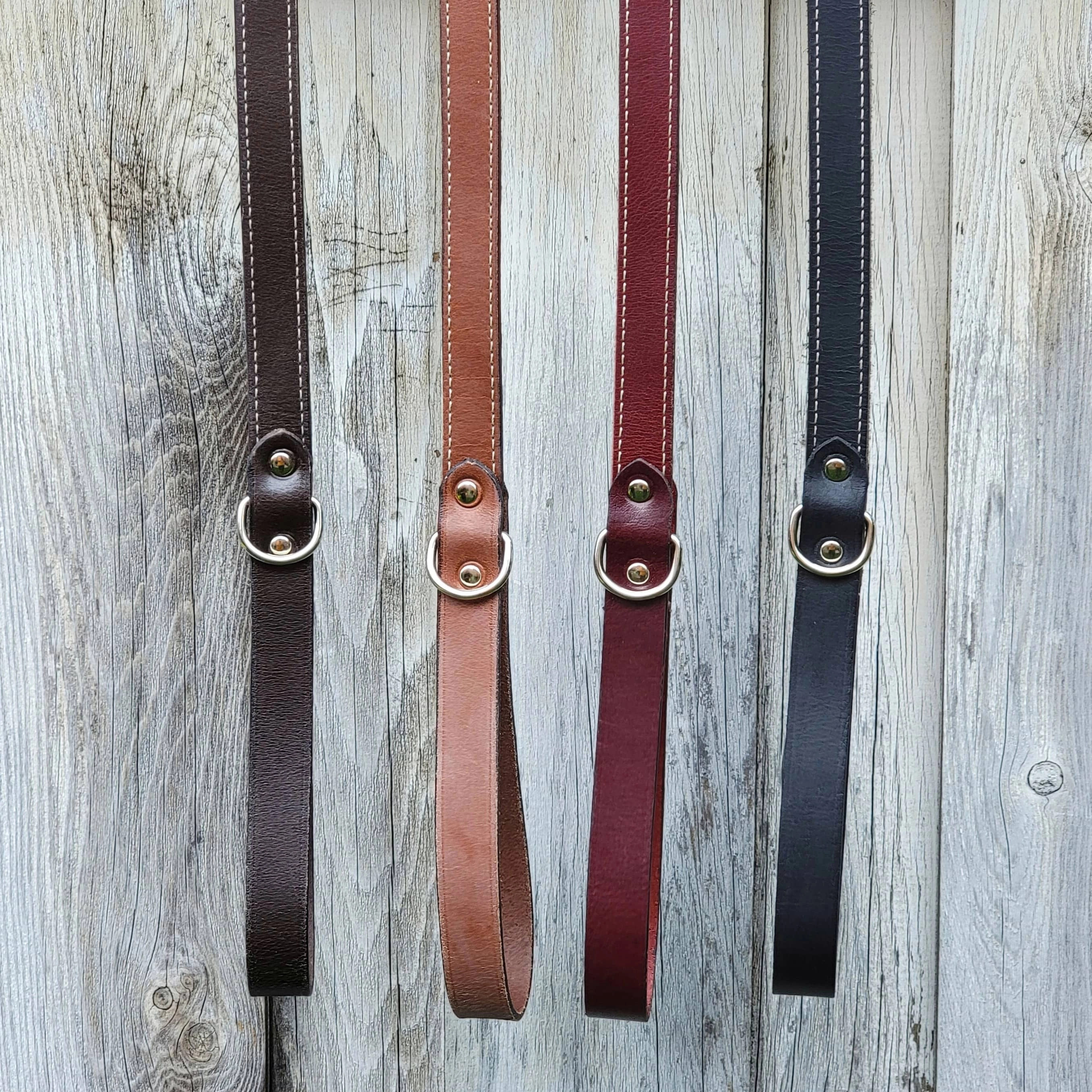 Black Stitched Leather Dog Leash 60'' - Made in Canada