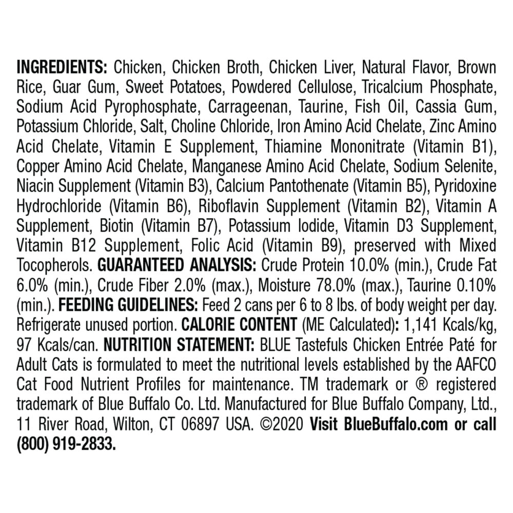 Blue Buffalo Tastefuls Natural Pate Chicken Entree Wet Cat Food