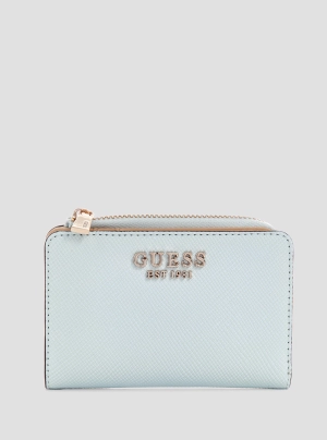 Blue Laurel Zip Card Case Wallet