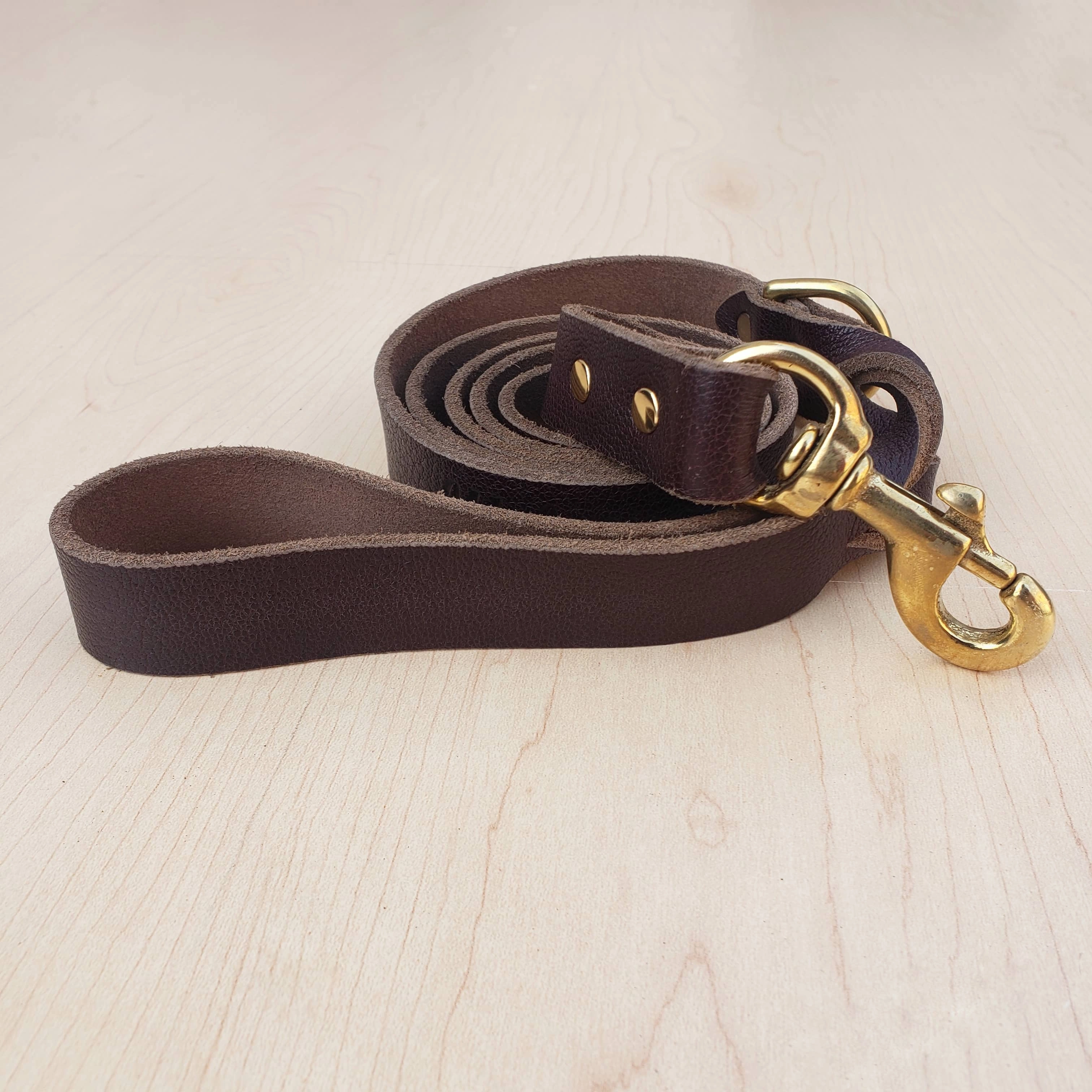 Brown Braided Leather Dog Leash 60'' - Made in Canada