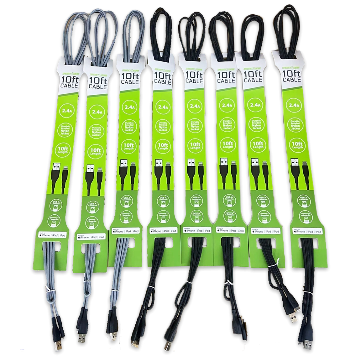 Charging Cable USB to Lightning 10FT 2.4 Amp - 8 Pieces Per Pack 24664