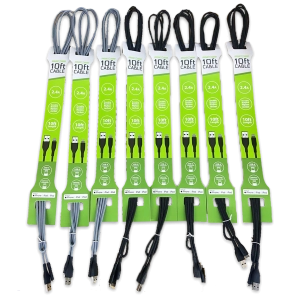 Charging Cable USB to Lightning 10FT 2.4 Amp - 8 Pieces Per Pack 24664