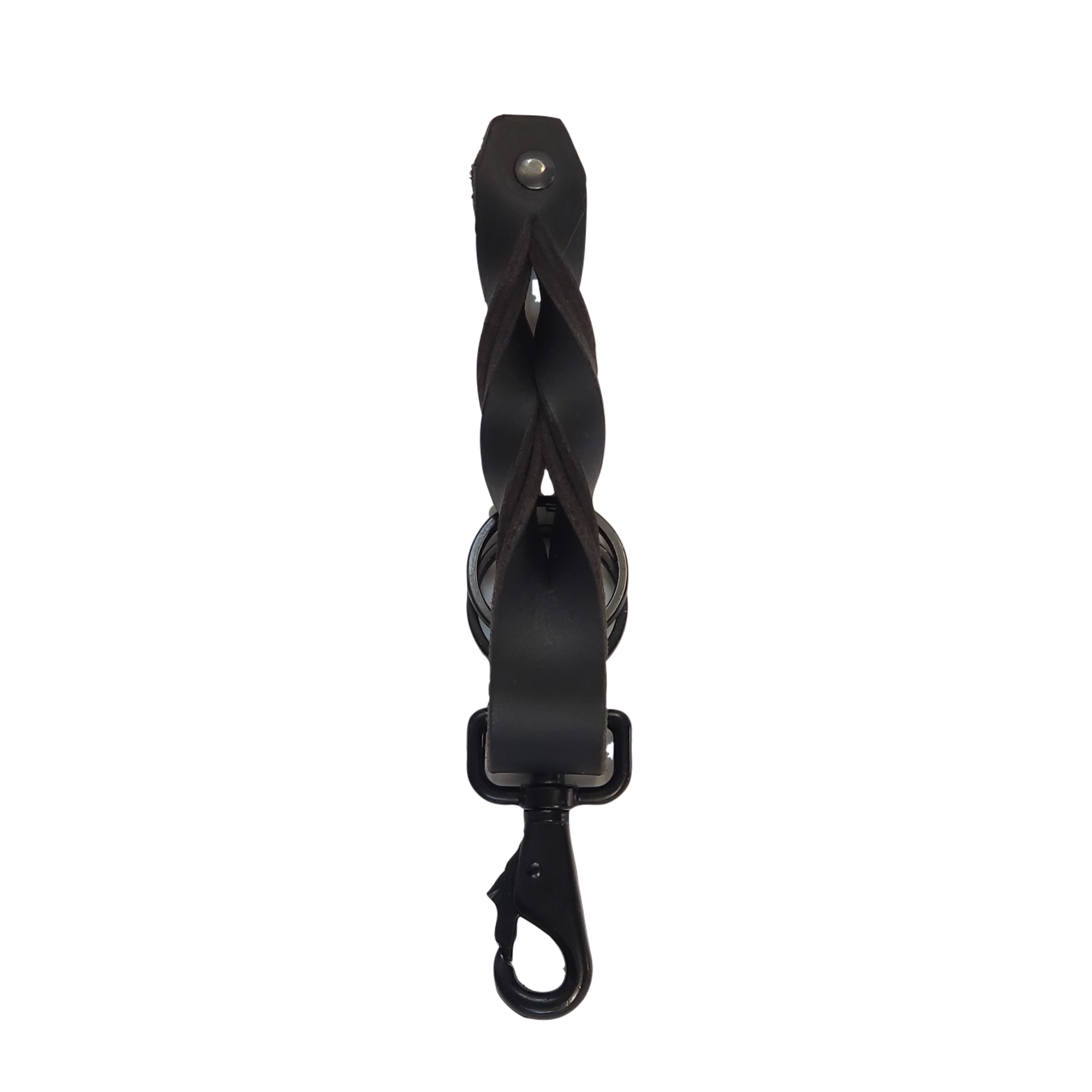 Cognac Full Grain Braided Leather Keychain - Made in Canada