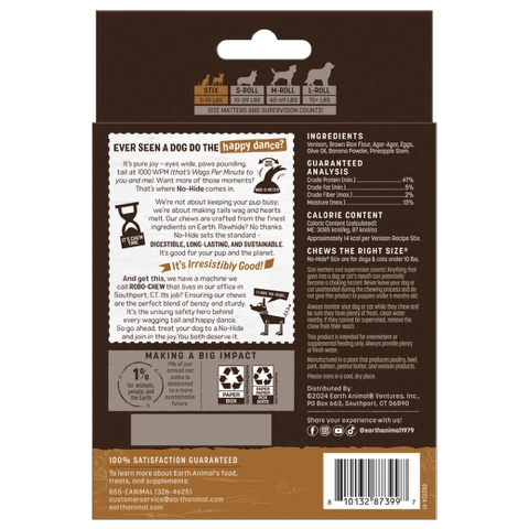 Earth Animal Venison No-Hide Dog and Cat Stix
