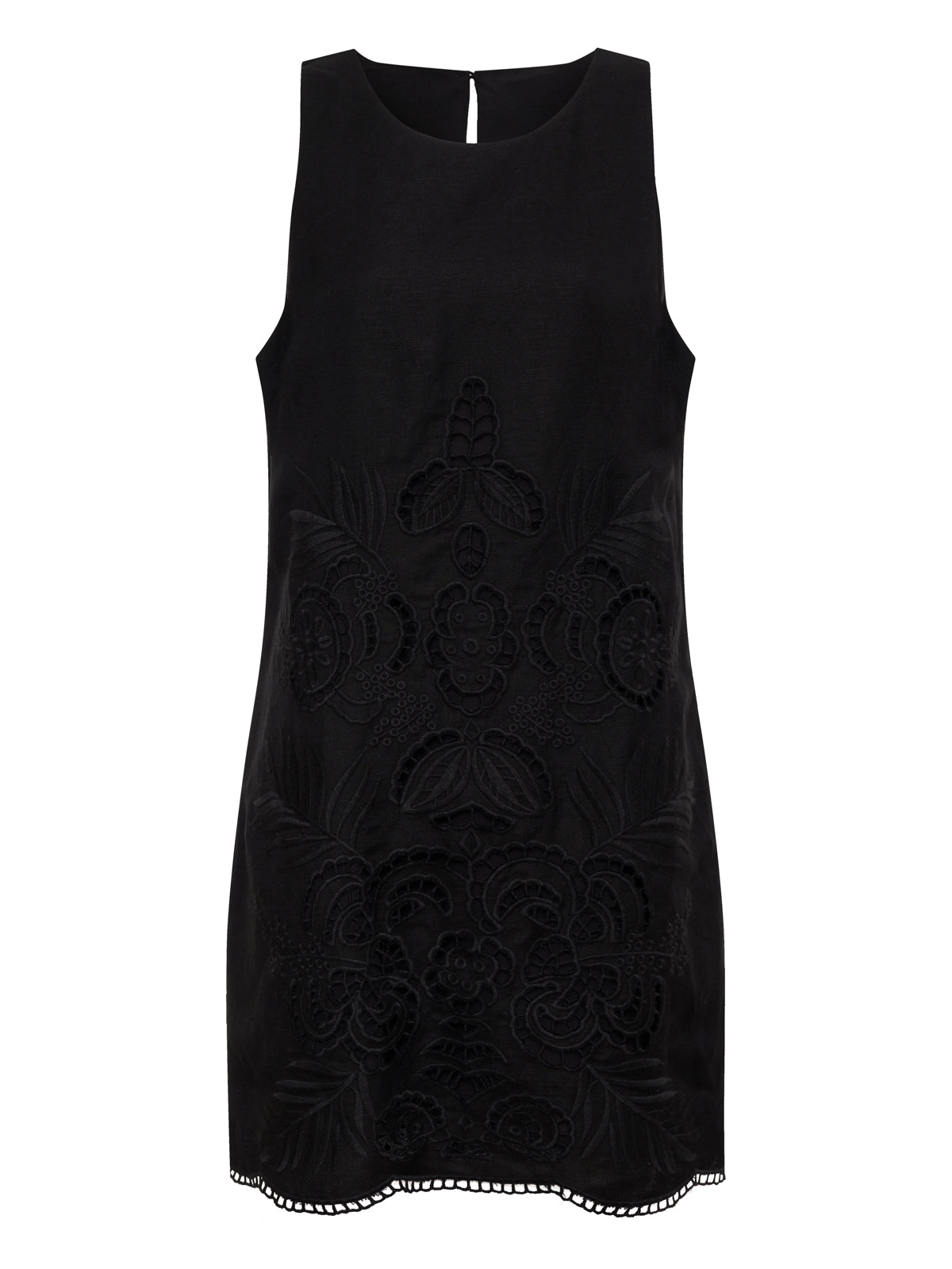 Embroidered Blooms Dress Black