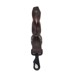 Espresso Brown Full Grain Braided Leather Keychain - Made in Canada