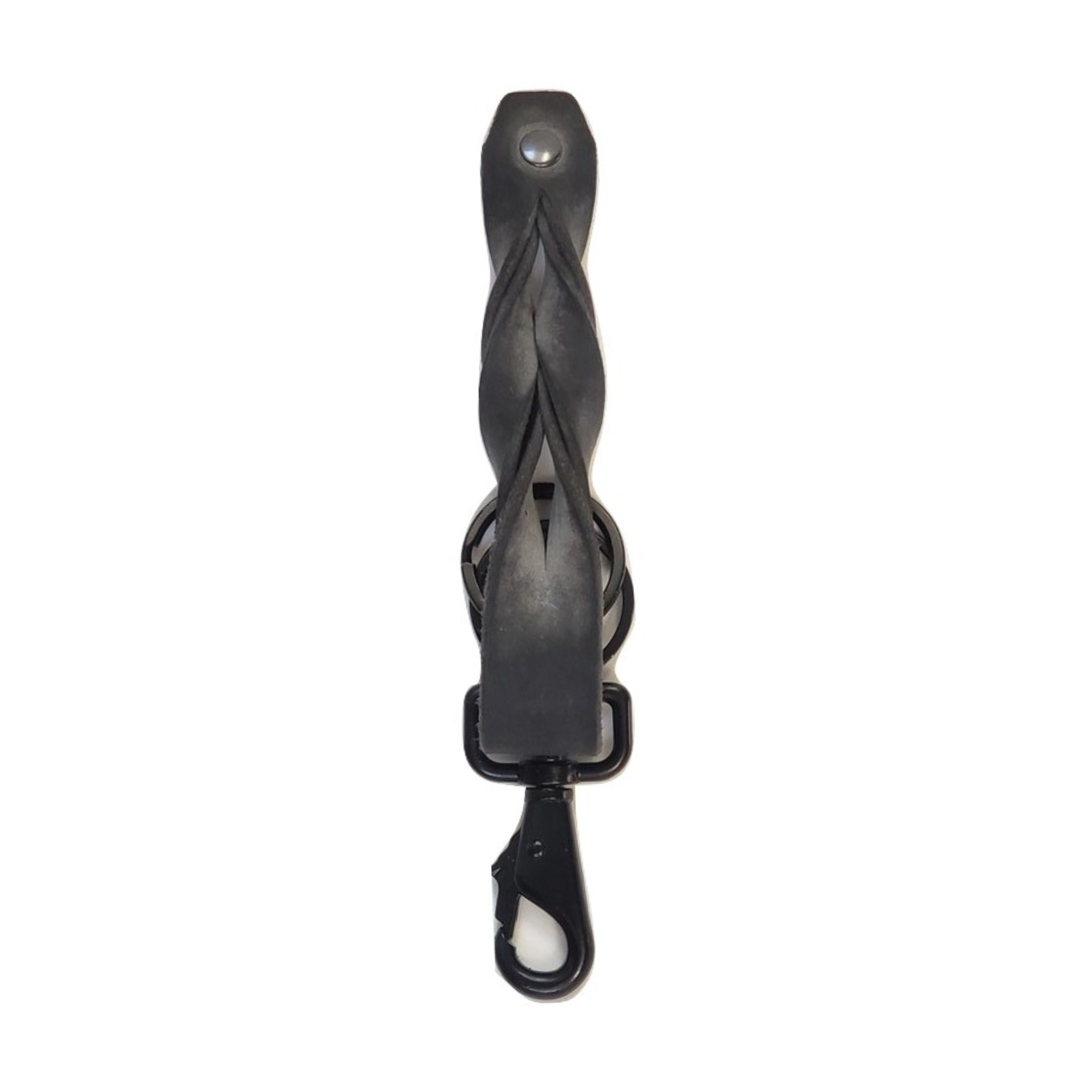 Espresso Brown Full Grain Braided Leather Keychain - Made in Canada