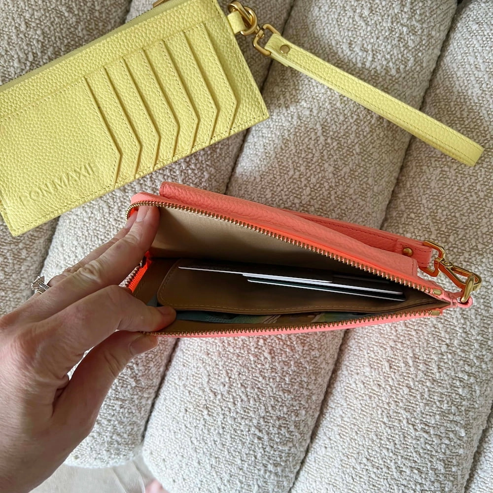 Everyday Leather Slimline Wallet -- Electric Peach