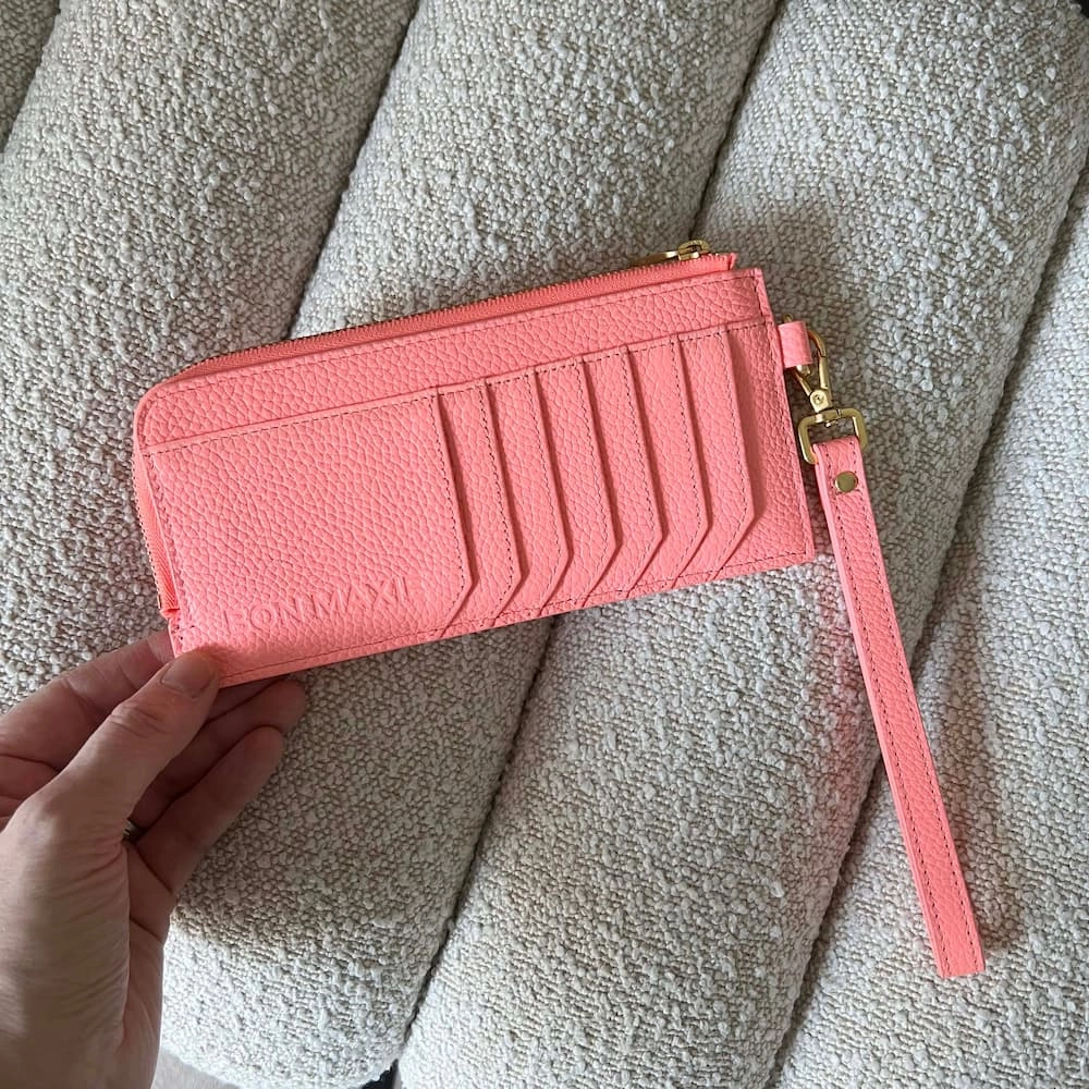 Everyday Leather Slimline Wallet -- Electric Peach