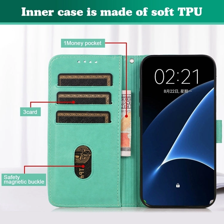 For Samsung Galaxy S21  5G Embossed Big Small Concentric Squares Pattern Horizontal Flip Leather
