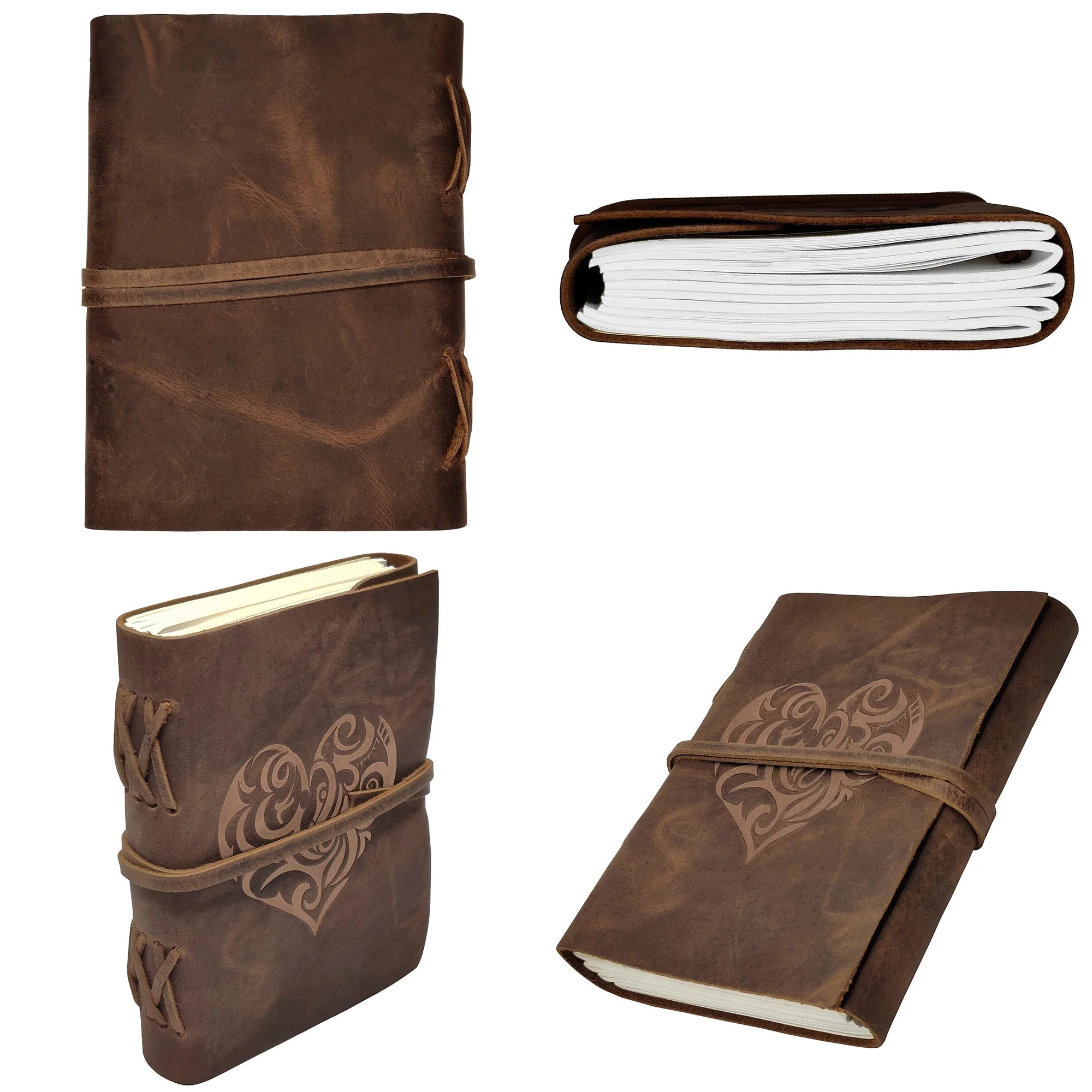 Heart Embossed Leather Journal for Women