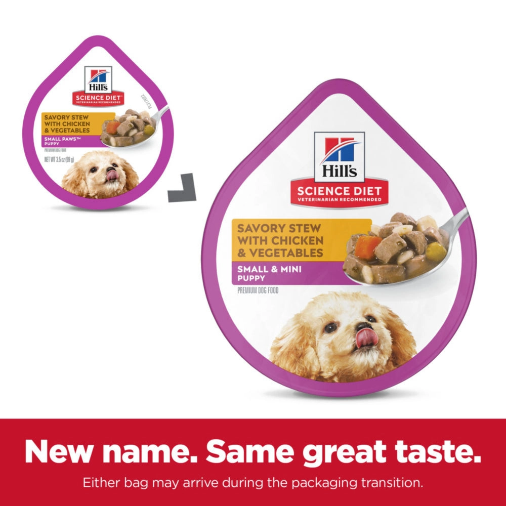 Hill's Science Diet Small & Toy Breed Puppy Savory Chicken & Vegetable Stew Dog Food Trays