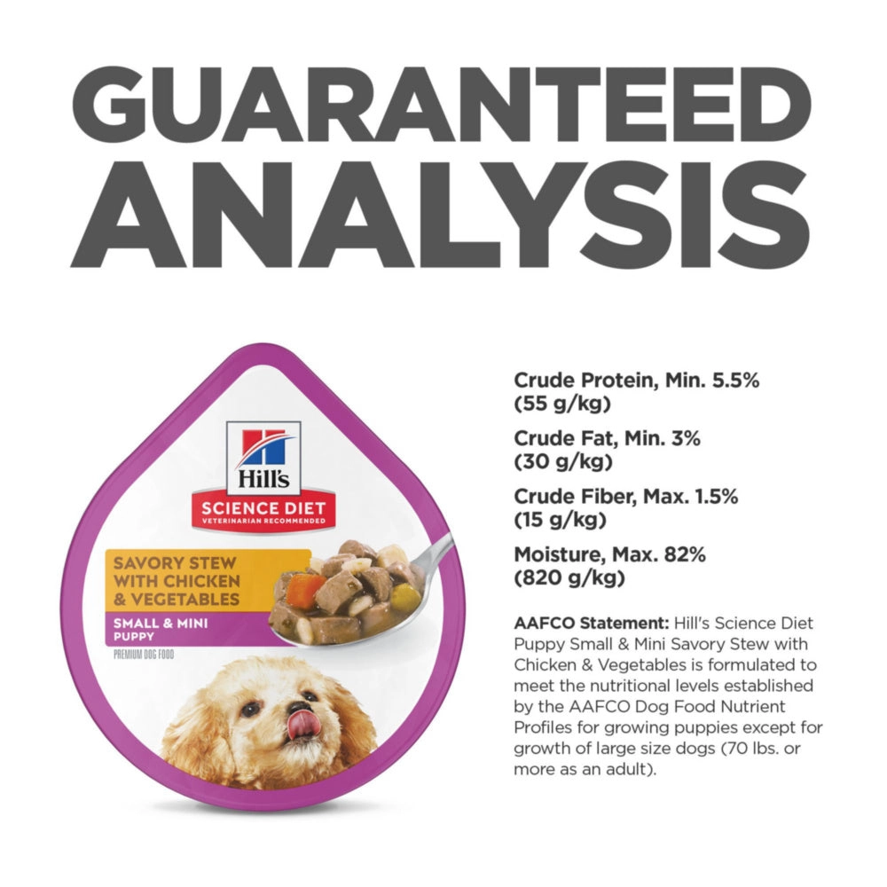 Hill's Science Diet Small & Toy Breed Puppy Savory Chicken & Vegetable Stew Dog Food Trays