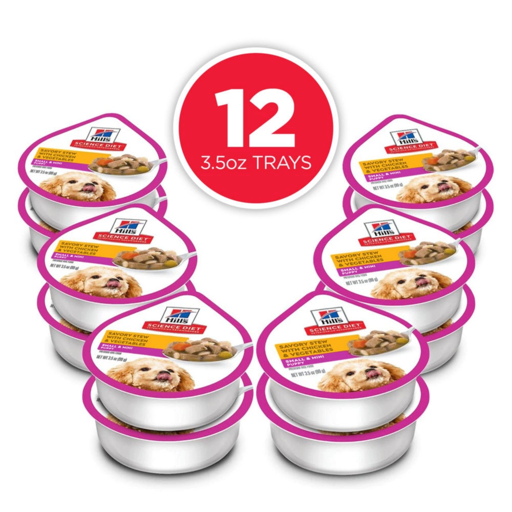Hill's Science Diet Small & Toy Breed Puppy Savory Chicken & Vegetable Stew Dog Food Trays
