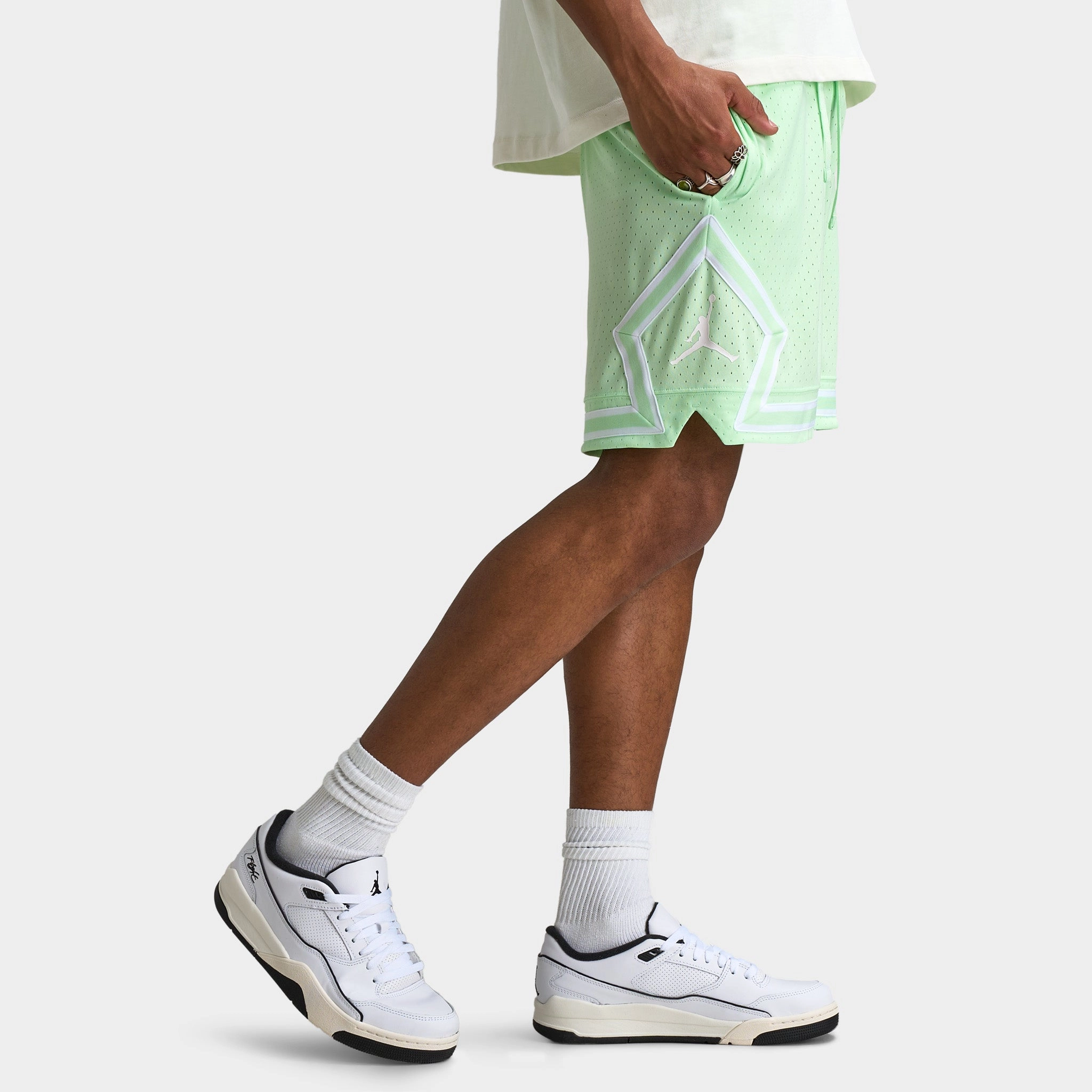 Jordan Sport Dri-FIT Mesh Diamond Shorts Vapor Green / White - White
