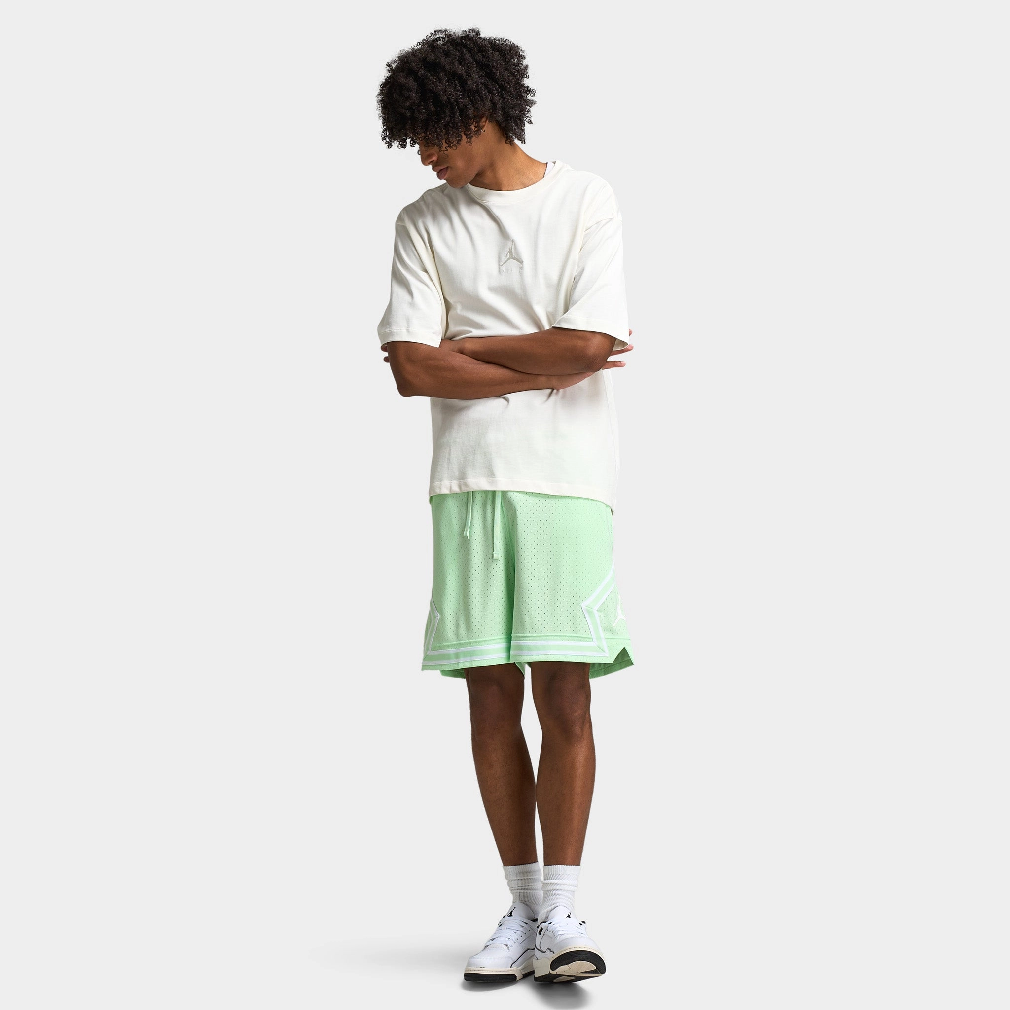 Jordan Sport Dri-FIT Mesh Diamond Shorts Vapor Green / White - White