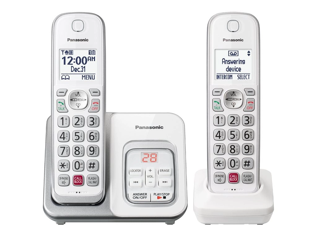 Panasonic KX-TGD832 - Cordless phone - answering system with caller ID - 3-way call capability - white   additional handset KX-TGD832W