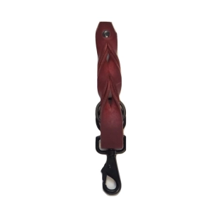 Red Full Grain Braided Leather Keychain - Made in Canada