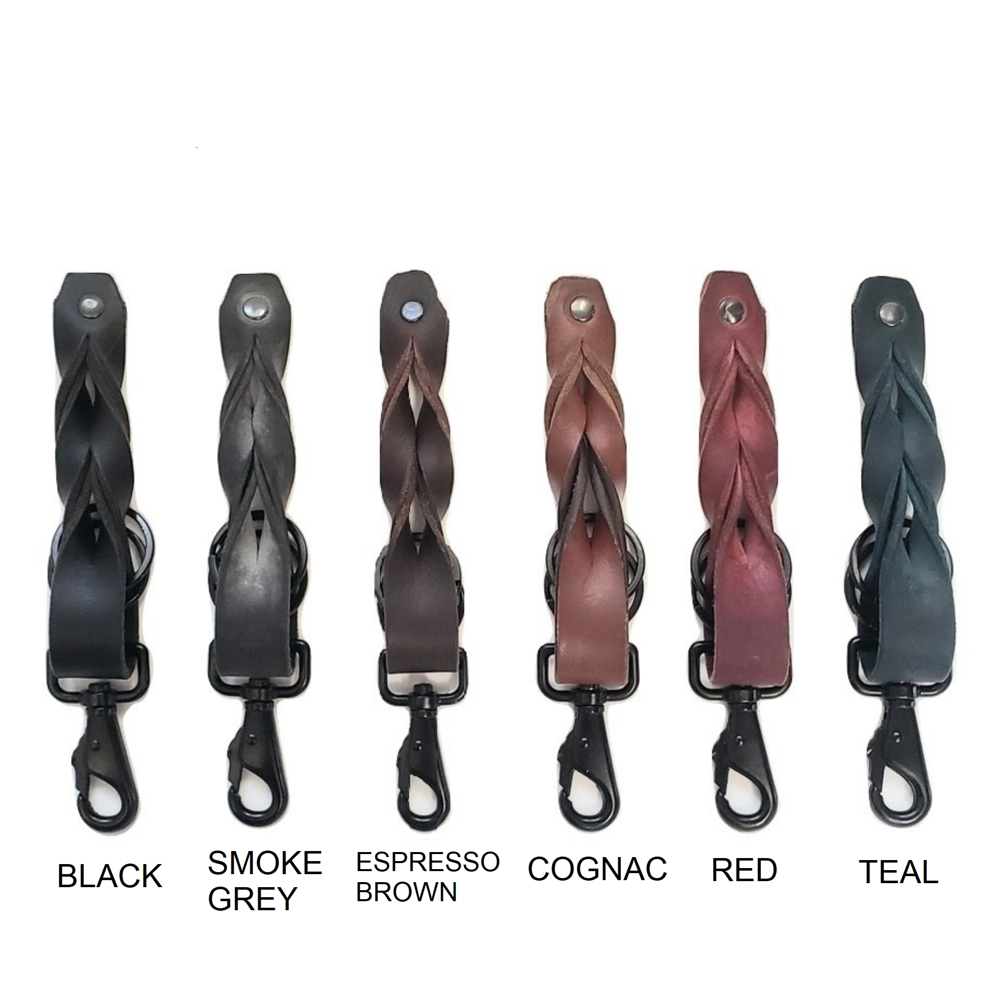 Red Full Grain Braided Leather Keychain - Made in Canada