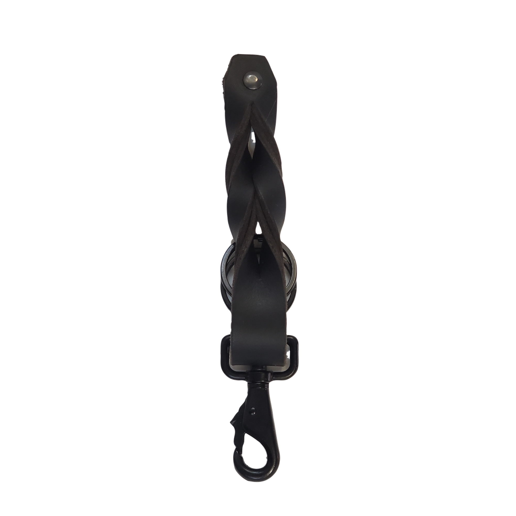 Red Full Grain Braided Leather Keychain - Made in Canada