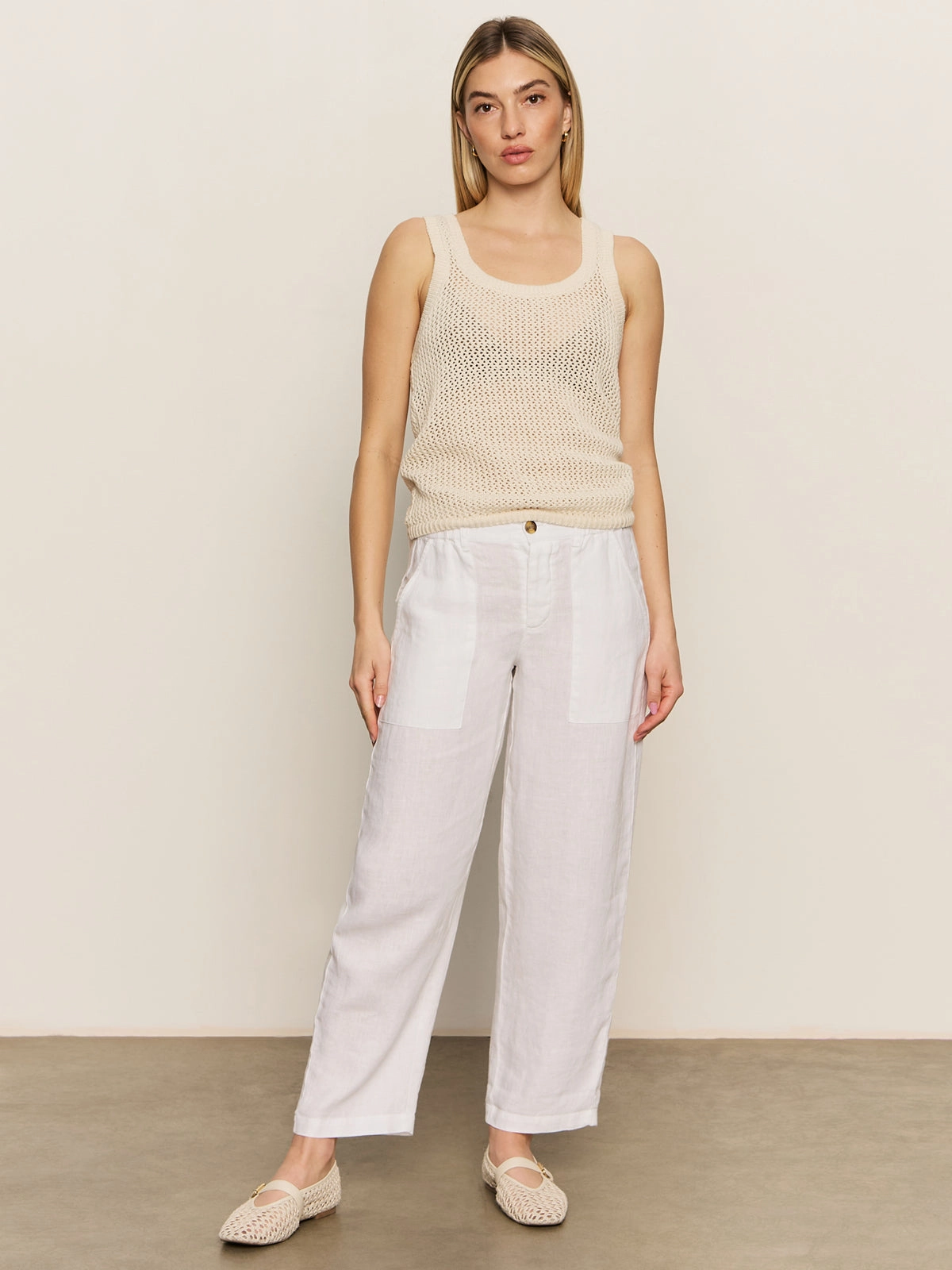 Relaxed Linen Cruiser Semi High Rise Pant Bleached White