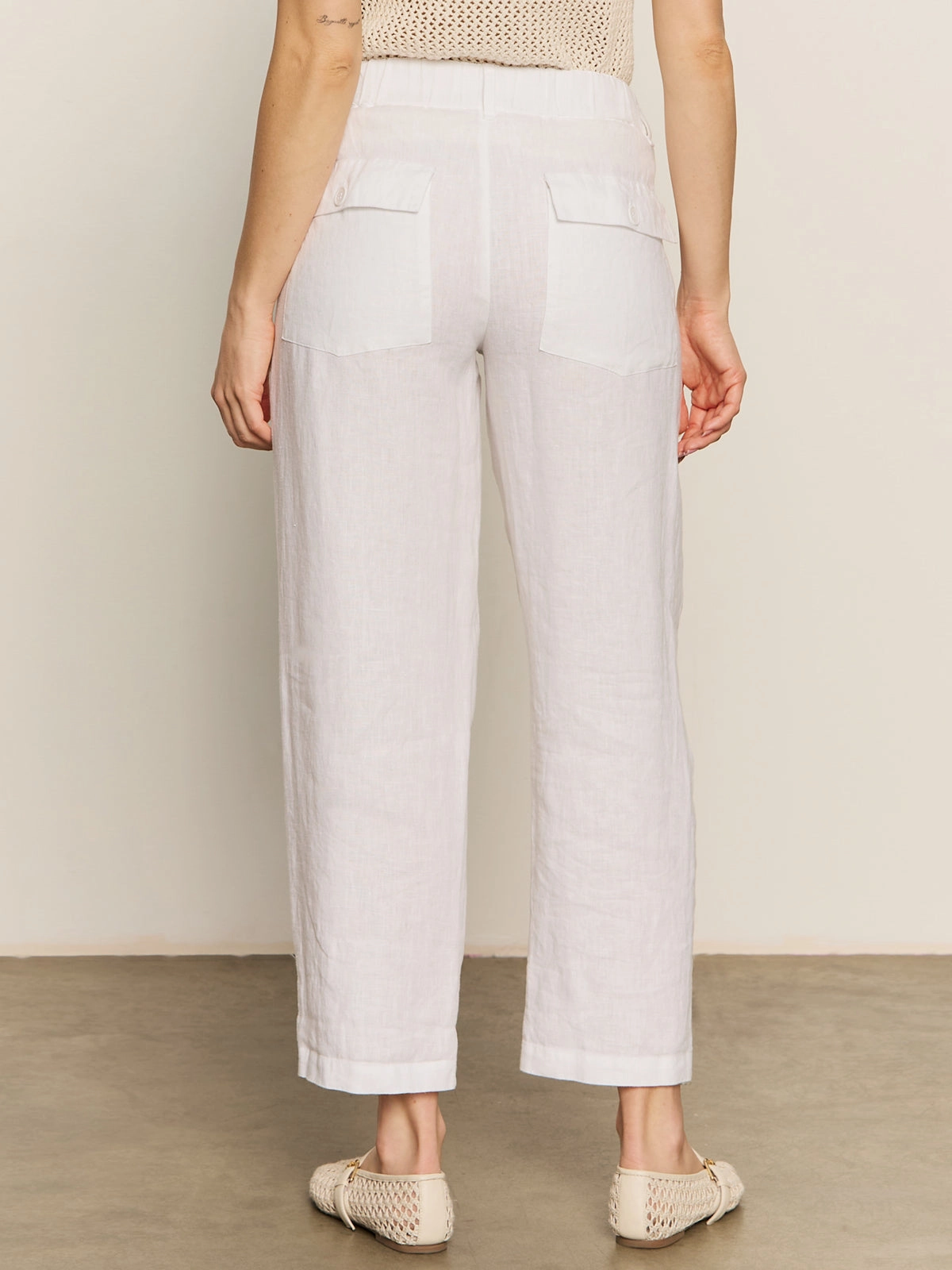 Relaxed Linen Cruiser Semi High Rise Pant Bleached White