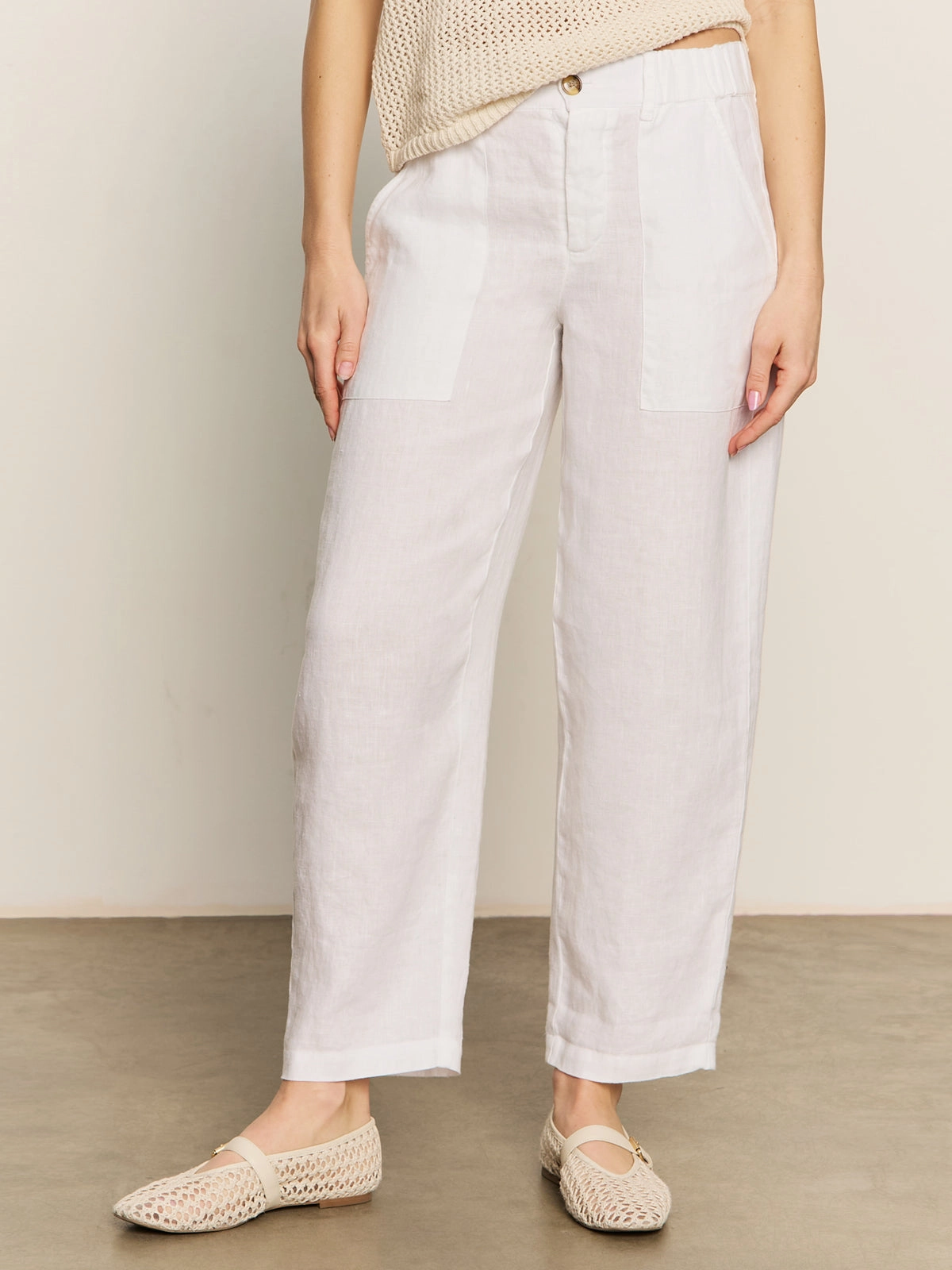 Relaxed Linen Cruiser Semi High Rise Pant Bleached White