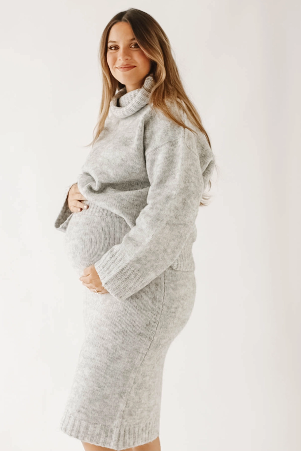 Robyn Knit Skirt in Heather Grey - Bump Friendly