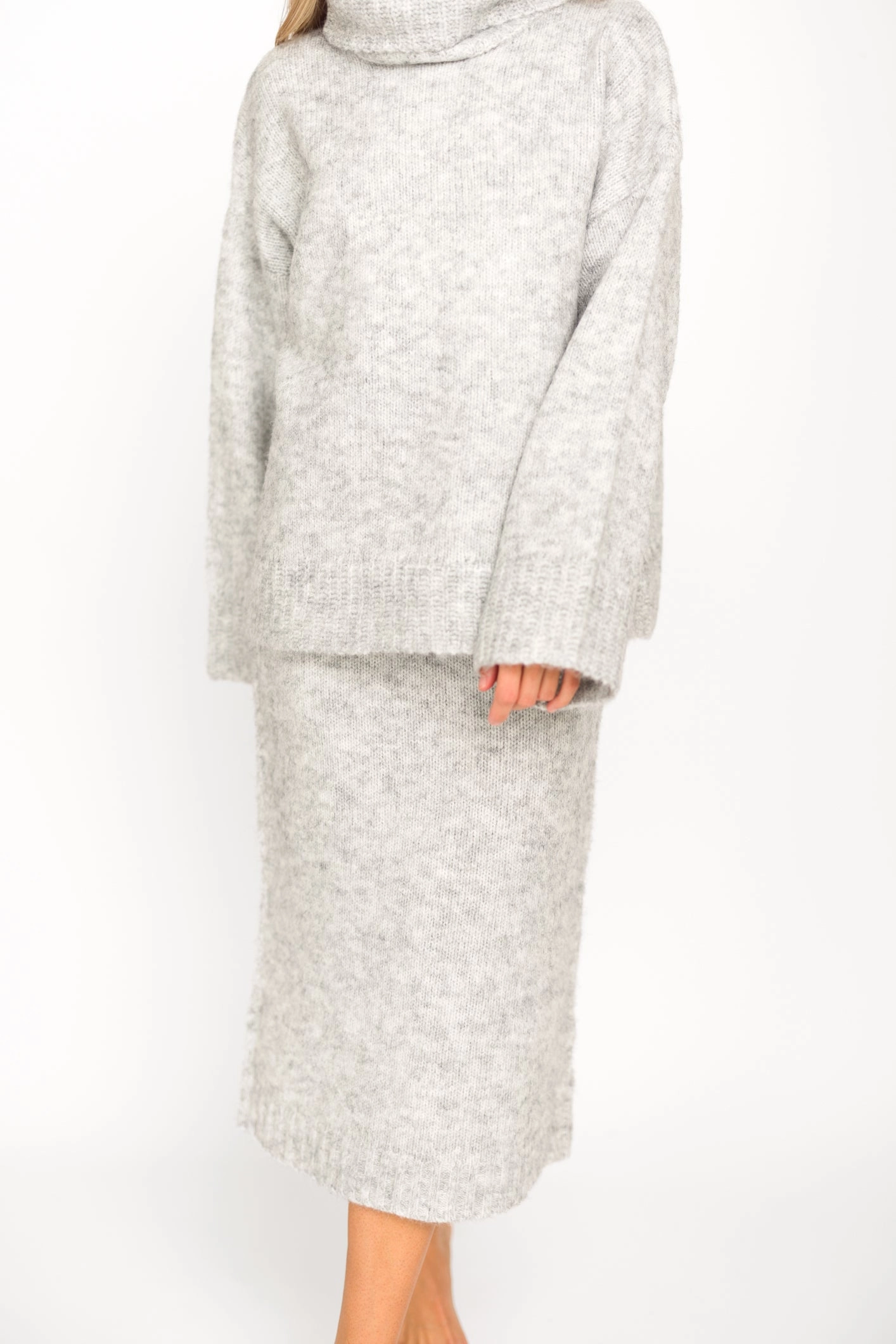 Robyn Knit Skirt in Heather Grey - Bump Friendly