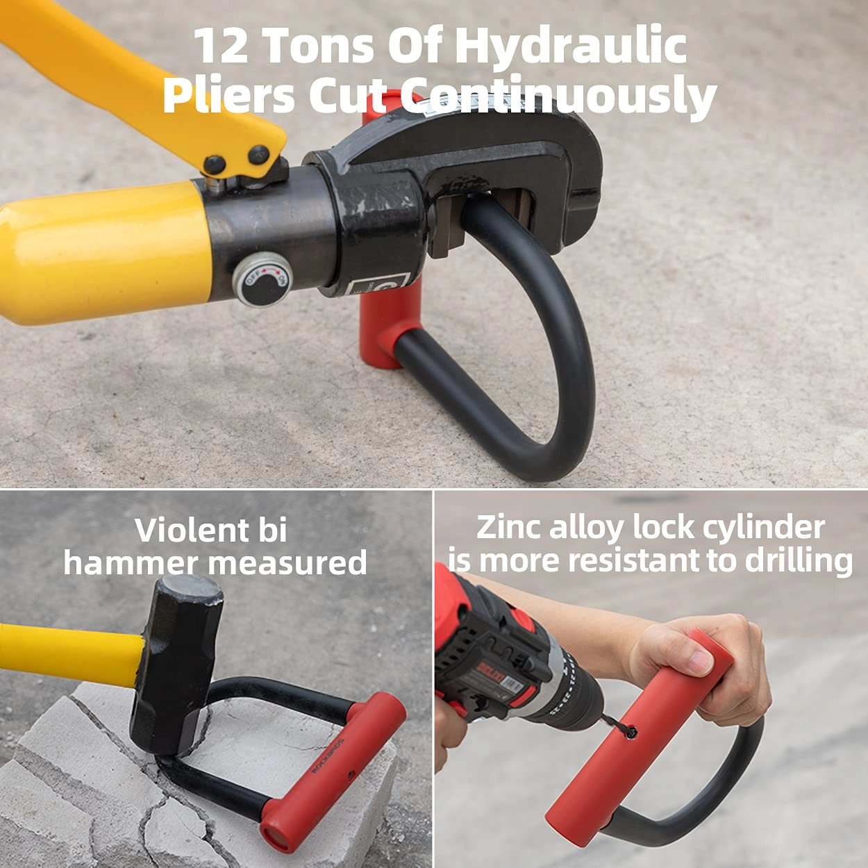 ROCKBROS Heavy Duty Anti Theft Bike U Lock for Bikes eBikes Motorcycles Scooters