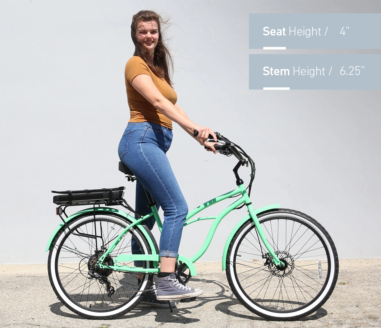 sixthreezero Around the Block Women's NEW 26" 500W 7-Speed Beach Cruiser Bicycle with Rear Rack