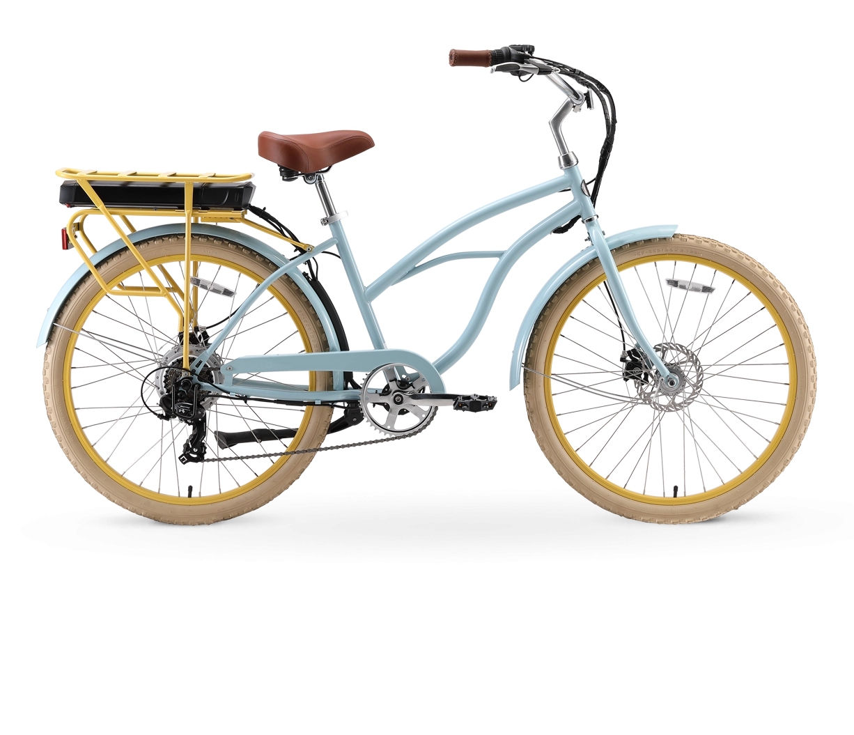 sixthreezero Around the Block Women's NEW 26" 500W 7-Speed Beach Cruiser Bicycle with Rear Rack