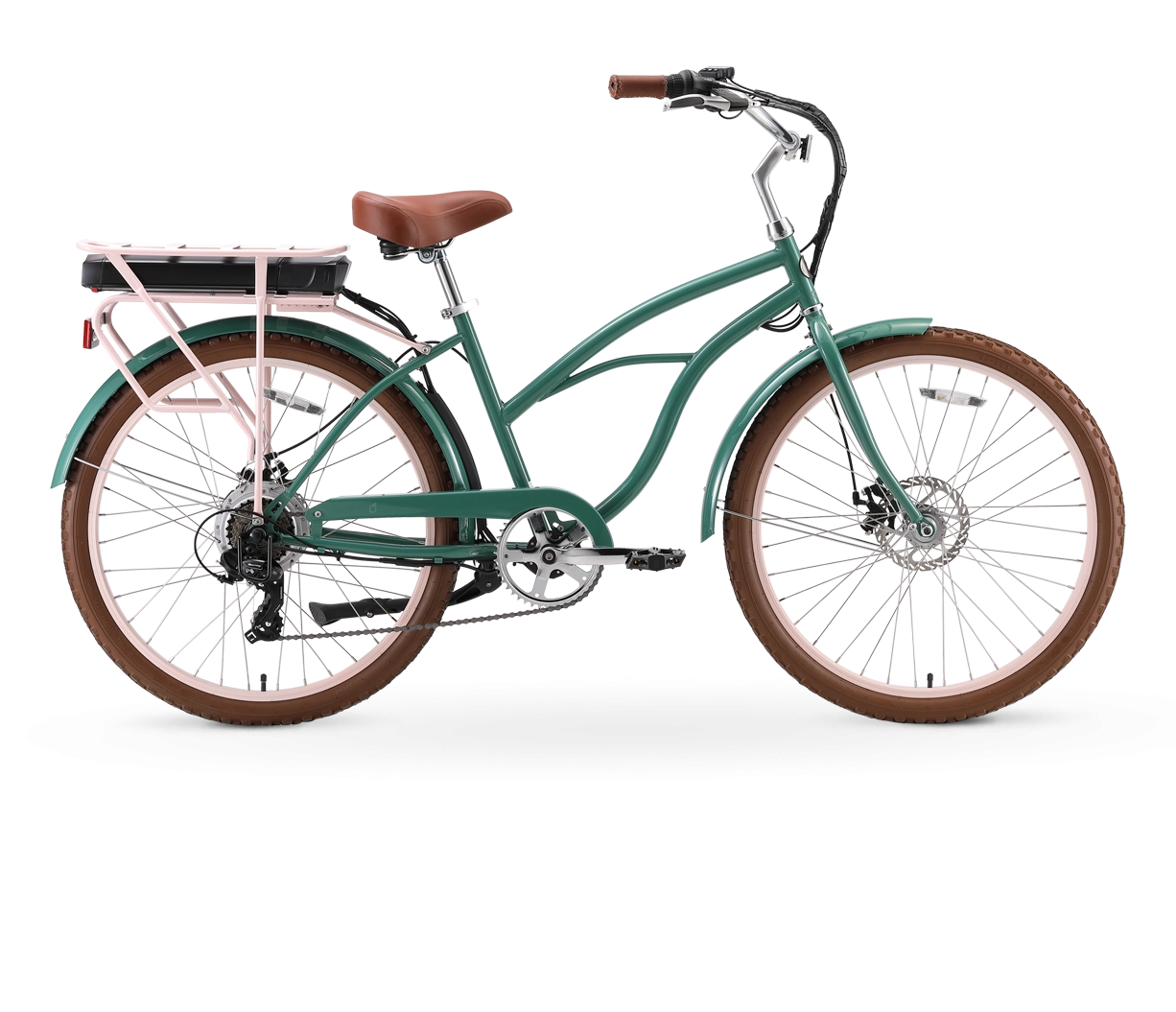 sixthreezero Around the Block Women's NEW 26" 500W 7-Speed Beach Cruiser Bicycle with Rear Rack