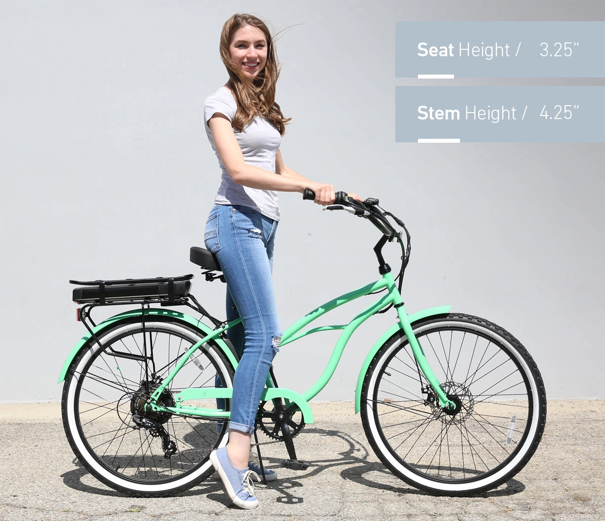 sixthreezero Around the Block Women's NEW 26" 500W 7-Speed Beach Cruiser Bicycle with Rear Rack