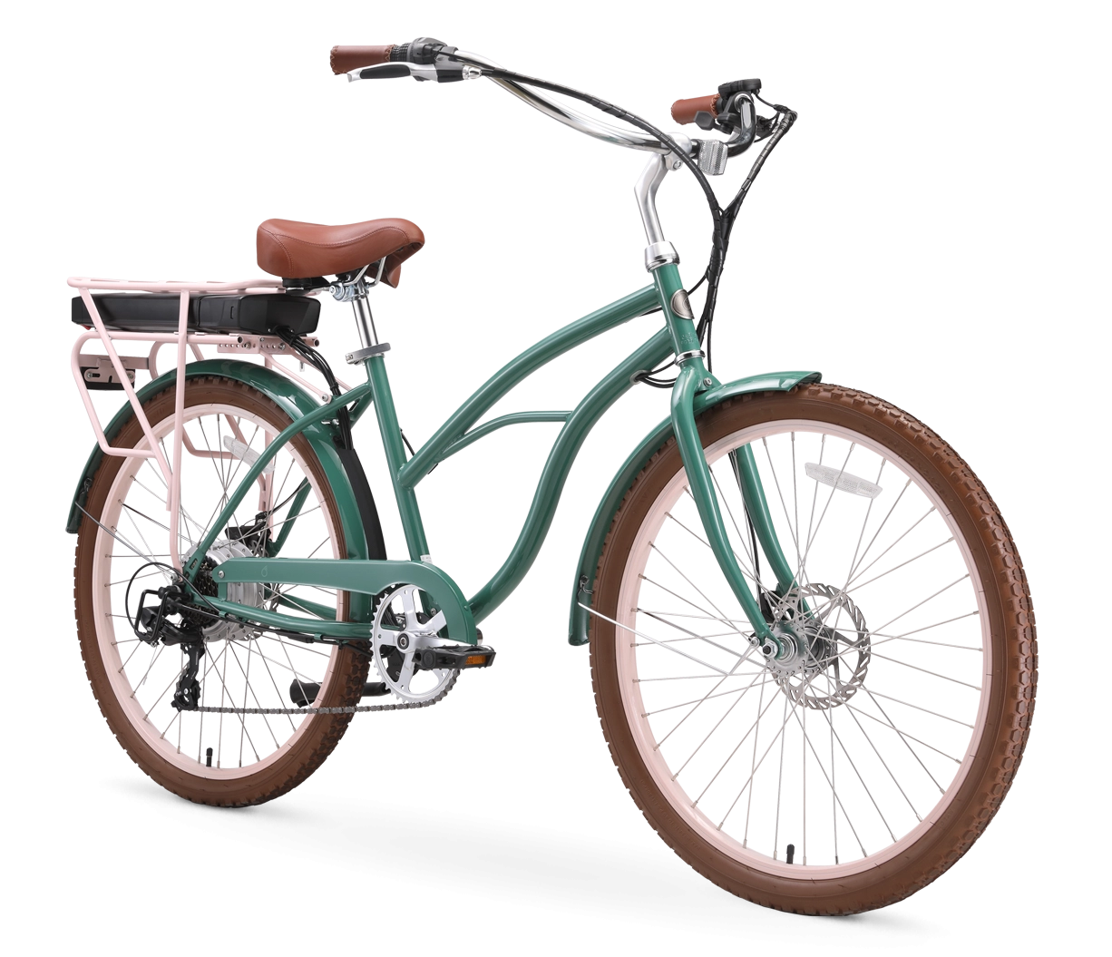 sixthreezero Around the Block Women's NEW 26" 500W 7-Speed Beach Cruiser Bicycle with Rear Rack