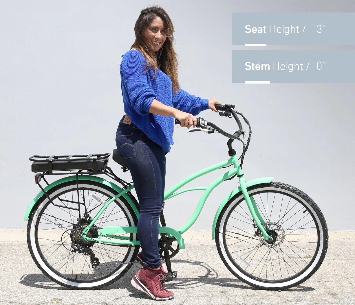 sixthreezero Around the Block Women's NEW 26" 500W 7-Speed Beach Cruiser Bicycle with Rear Rack
