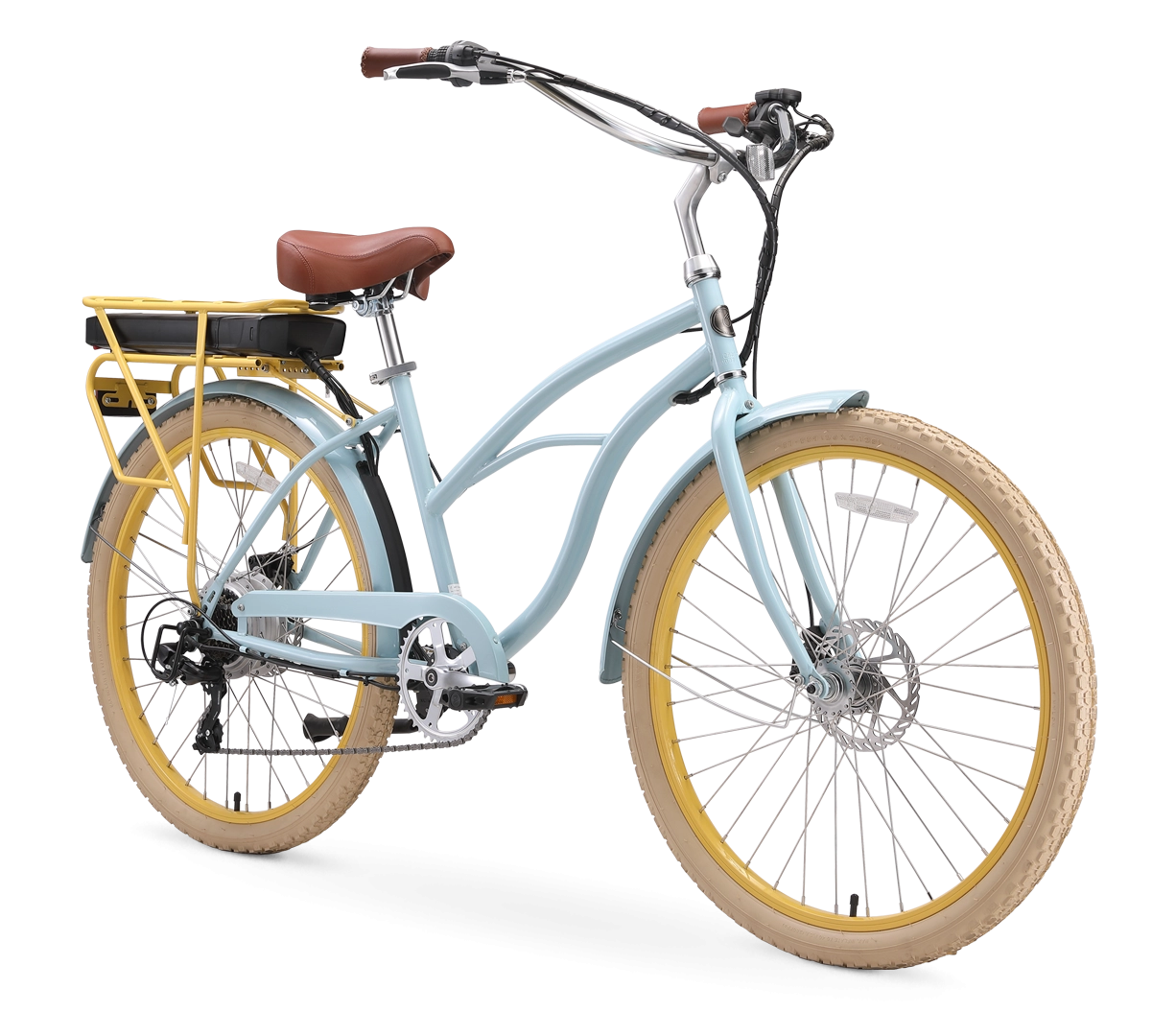 sixthreezero Around the Block Women's NEW 26" 500W 7-Speed Beach Cruiser Bicycle with Rear Rack