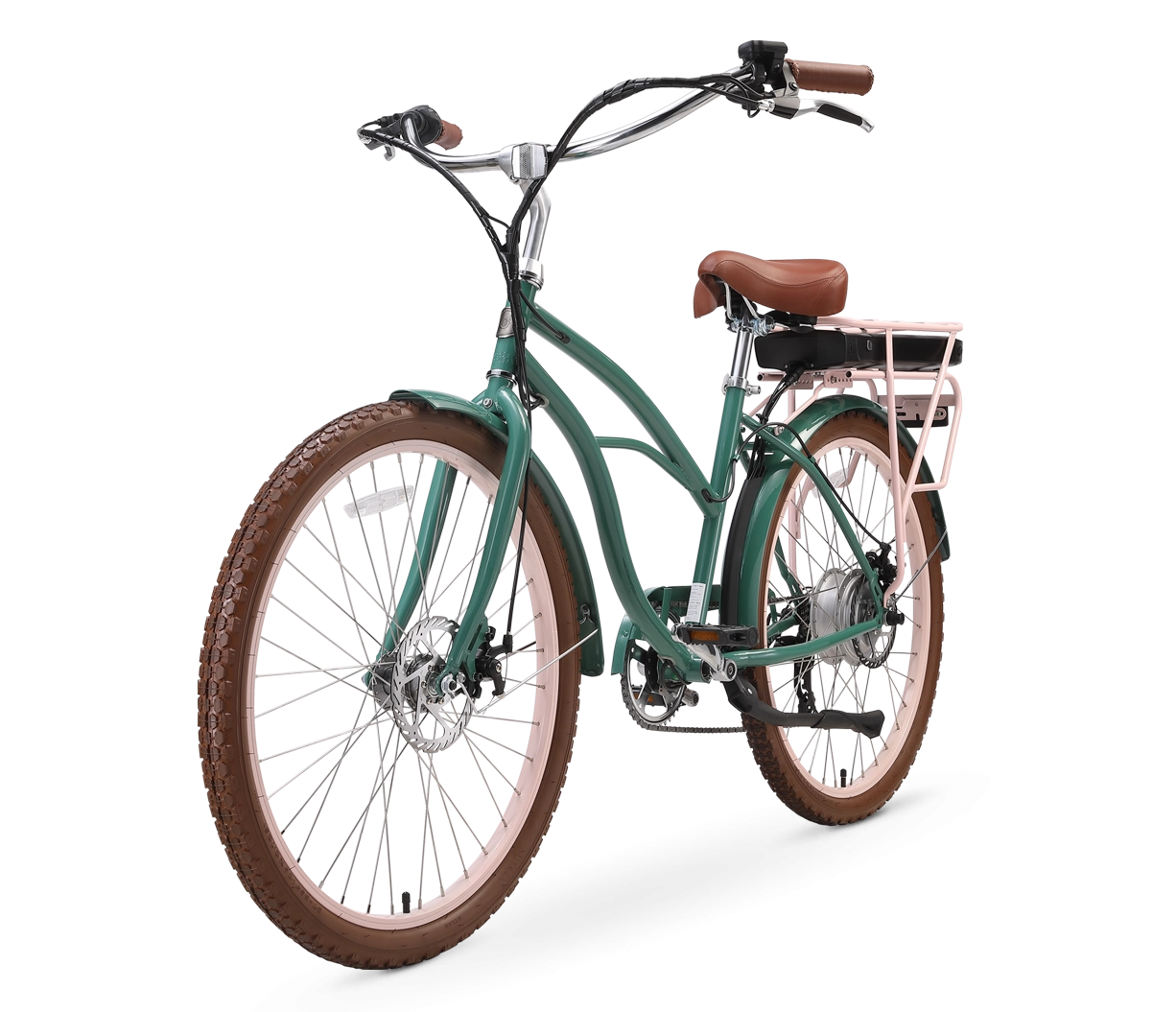 sixthreezero Around the Block Women's NEW 26" 500W 7-Speed Beach Cruiser Bicycle with Rear Rack