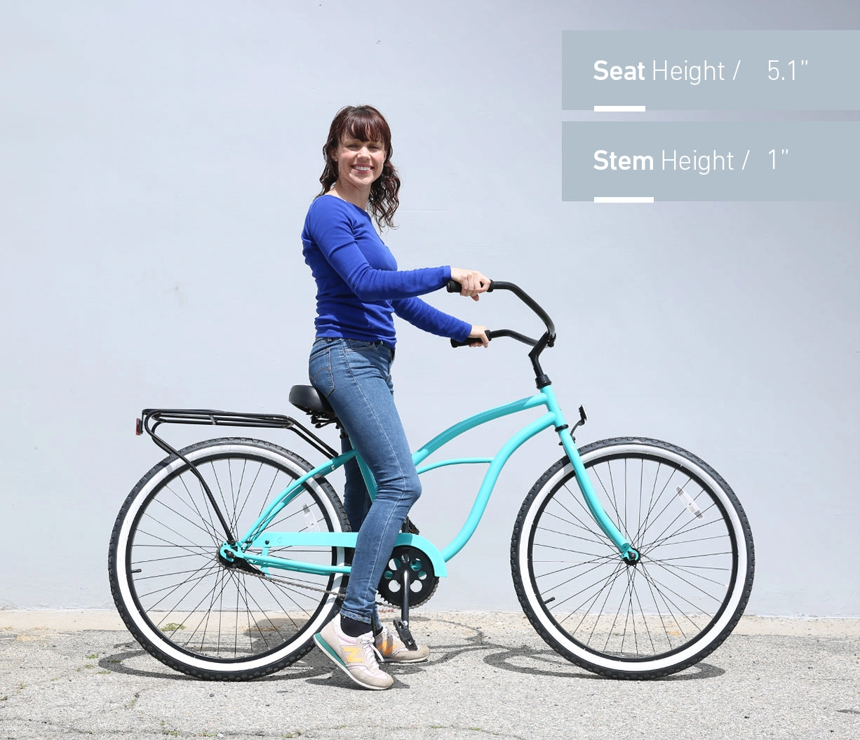 sixthreezero NEW Around the Block Women's 26" Single Speed Beach Cruiser Bicycle with Rear Rack