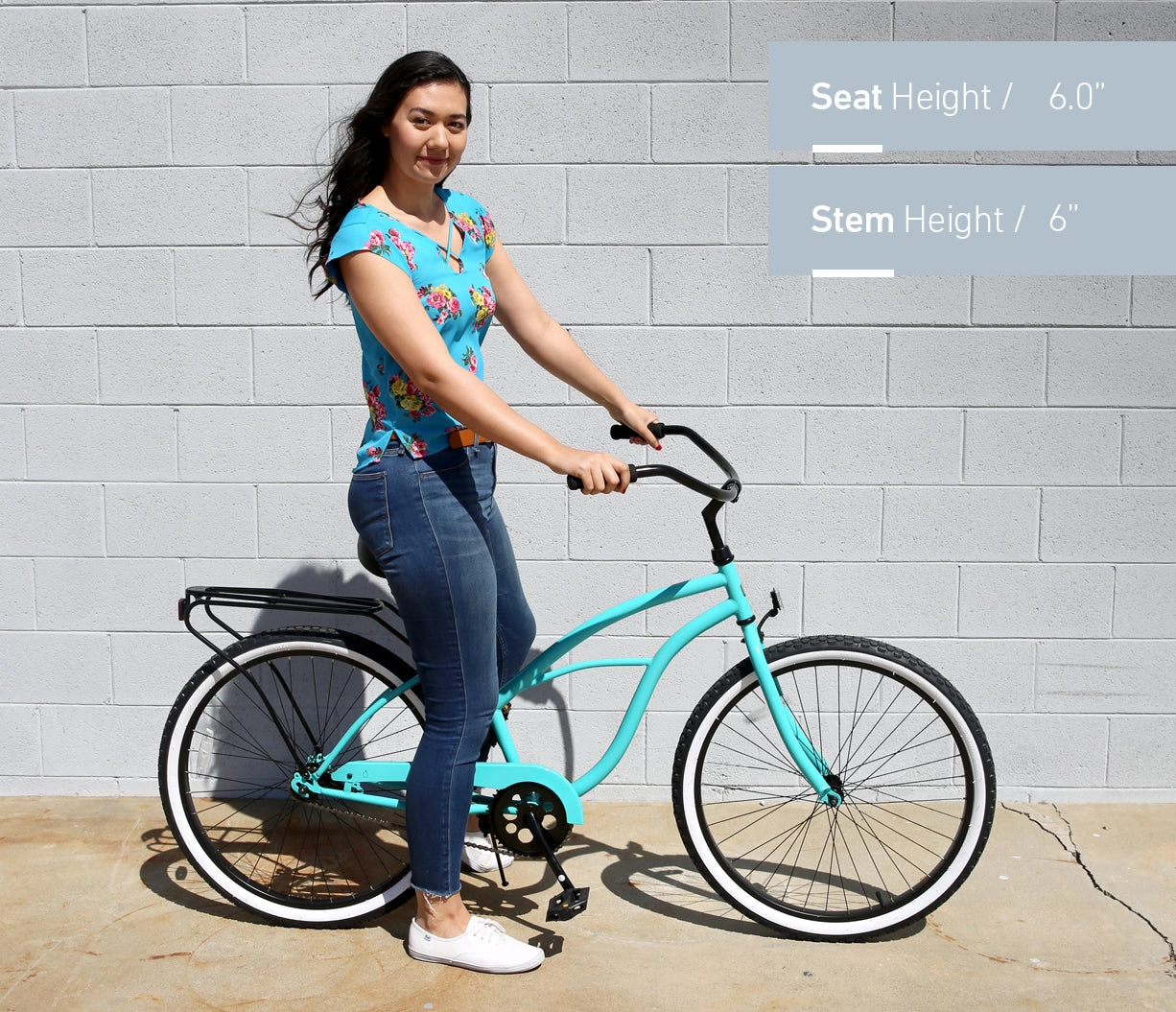 sixthreezero NEW Around the Block Women's 26" Single Speed Beach Cruiser Bicycle with Rear Rack