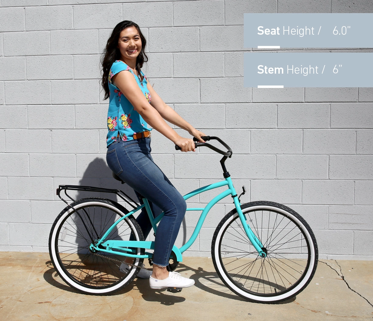 sixthreezero NEW Around the Block Women's 26" Single Speed Beach Cruiser Bicycle with Rear Rack