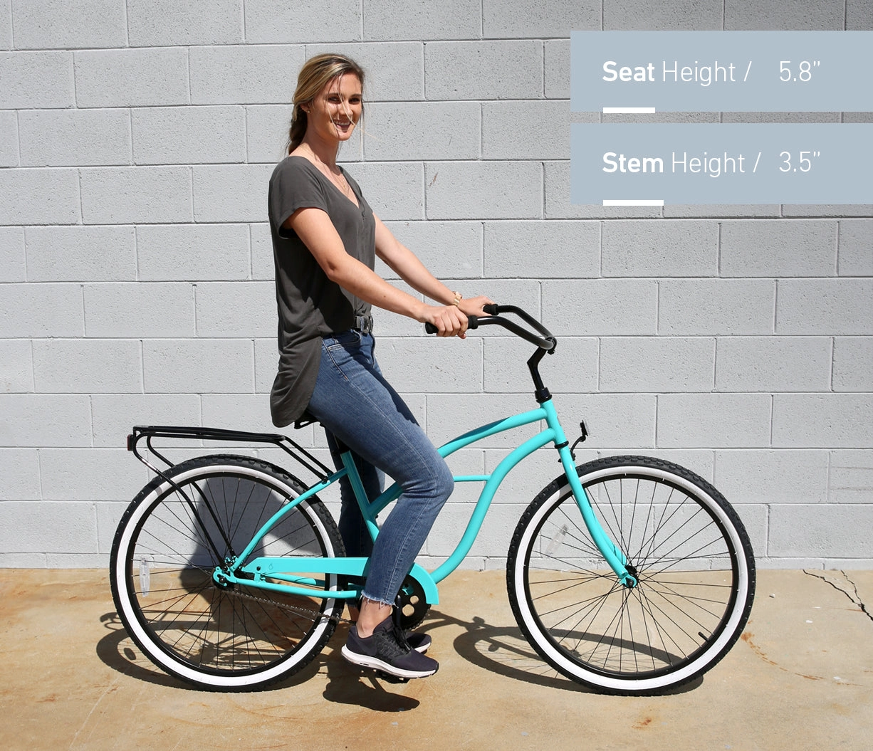 sixthreezero NEW Around the Block Women's 26" Single Speed Beach Cruiser Bicycle with Rear Rack