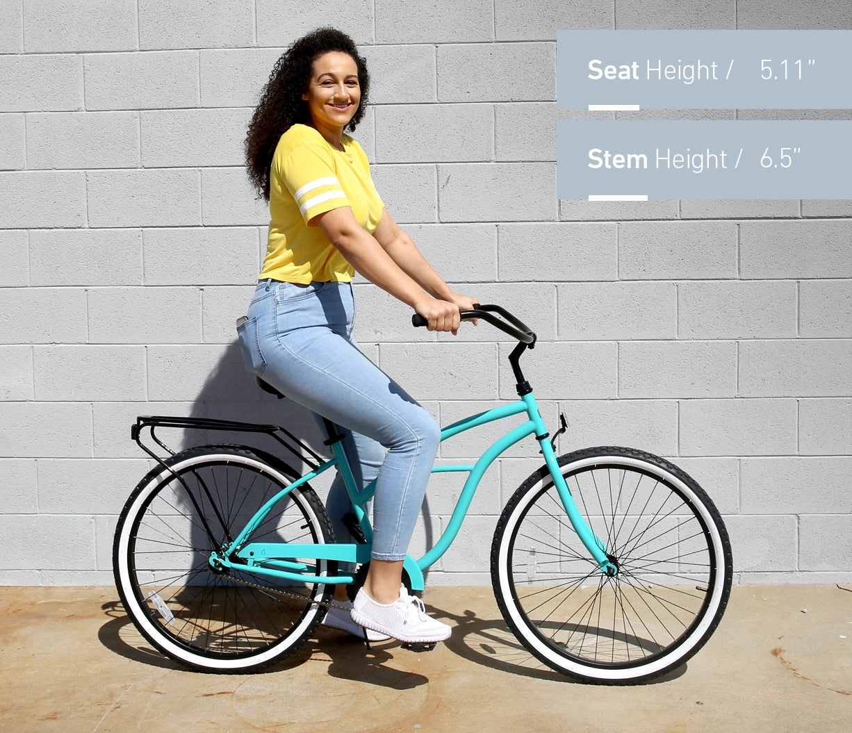 sixthreezero NEW Around the Block Women's 26" Single Speed Beach Cruiser Bicycle with Rear Rack